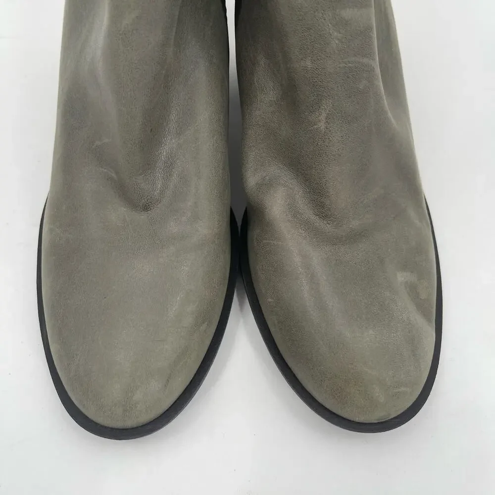 Lucky Brand Boots Size 9 Women's Branndi Bootie Ankle Leather Green/Taupe Heel